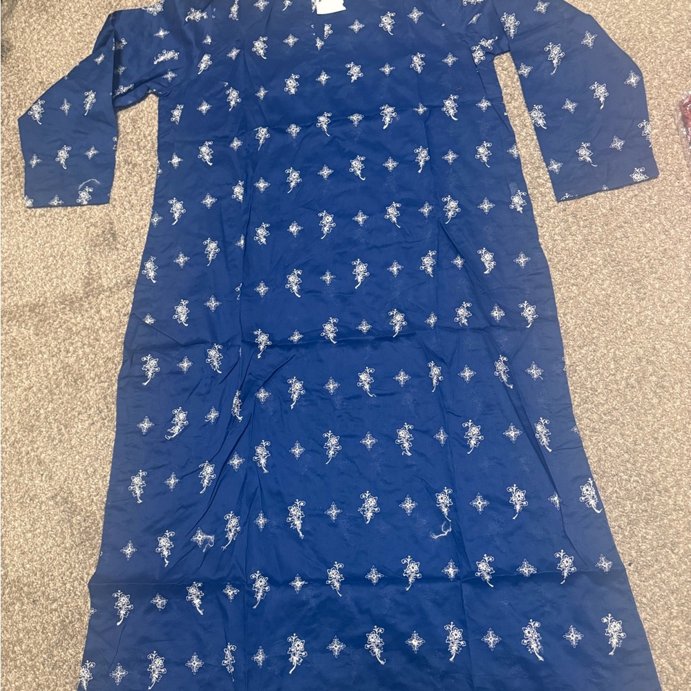Blue and White Patterned Dress